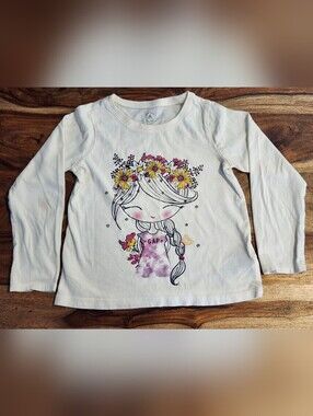 GAP Kids Cream Graphic Long Sleeve Tee